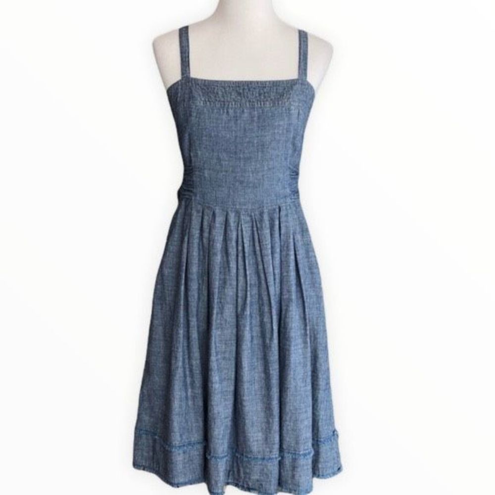 TALBOTS Chambray Denim Tie-Back Sundress 4